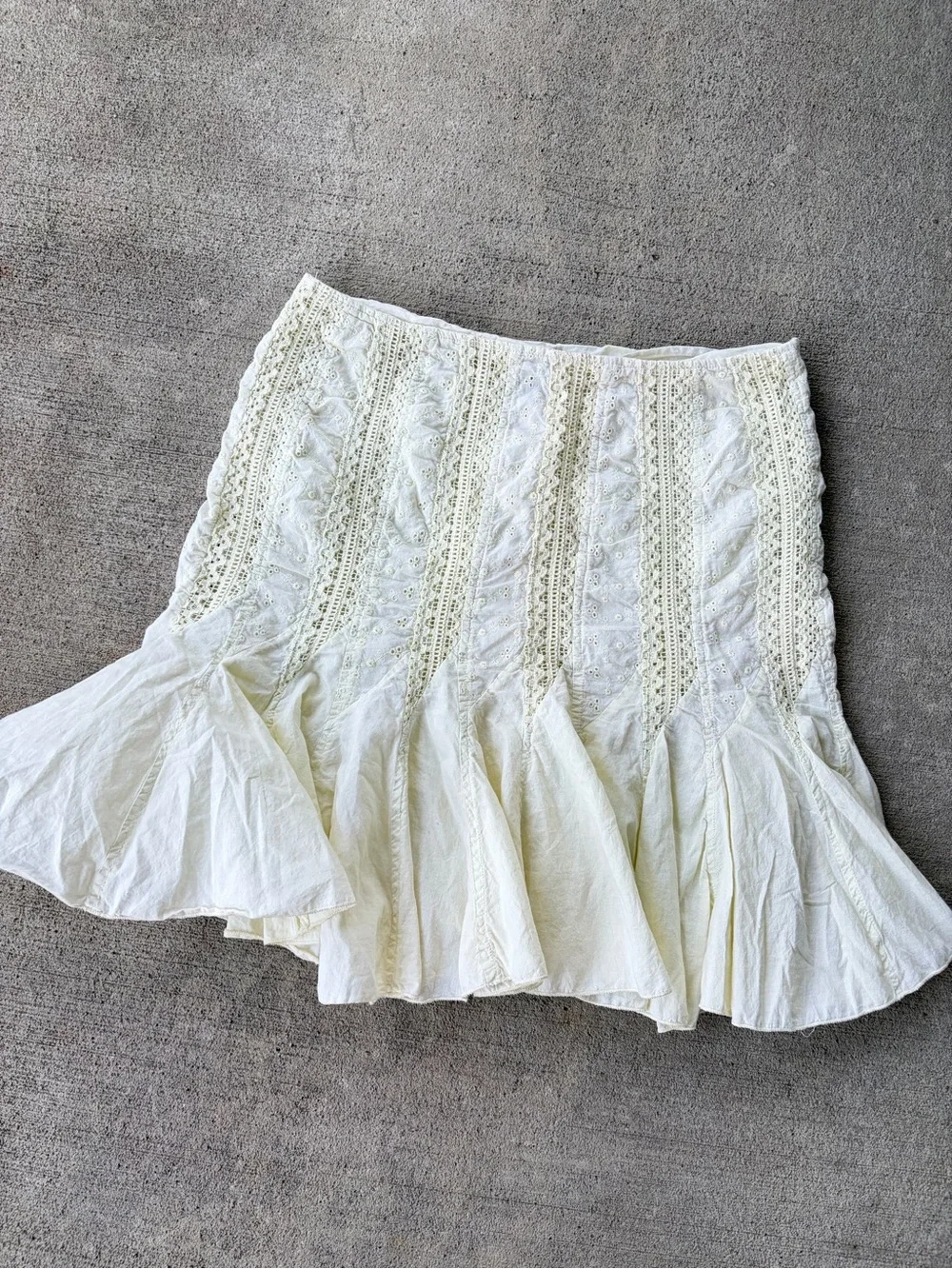 Vintage 90s Rhapsody lace coquette cottagecore ruffle boho flowy mini skirt - Picture 1 of 7